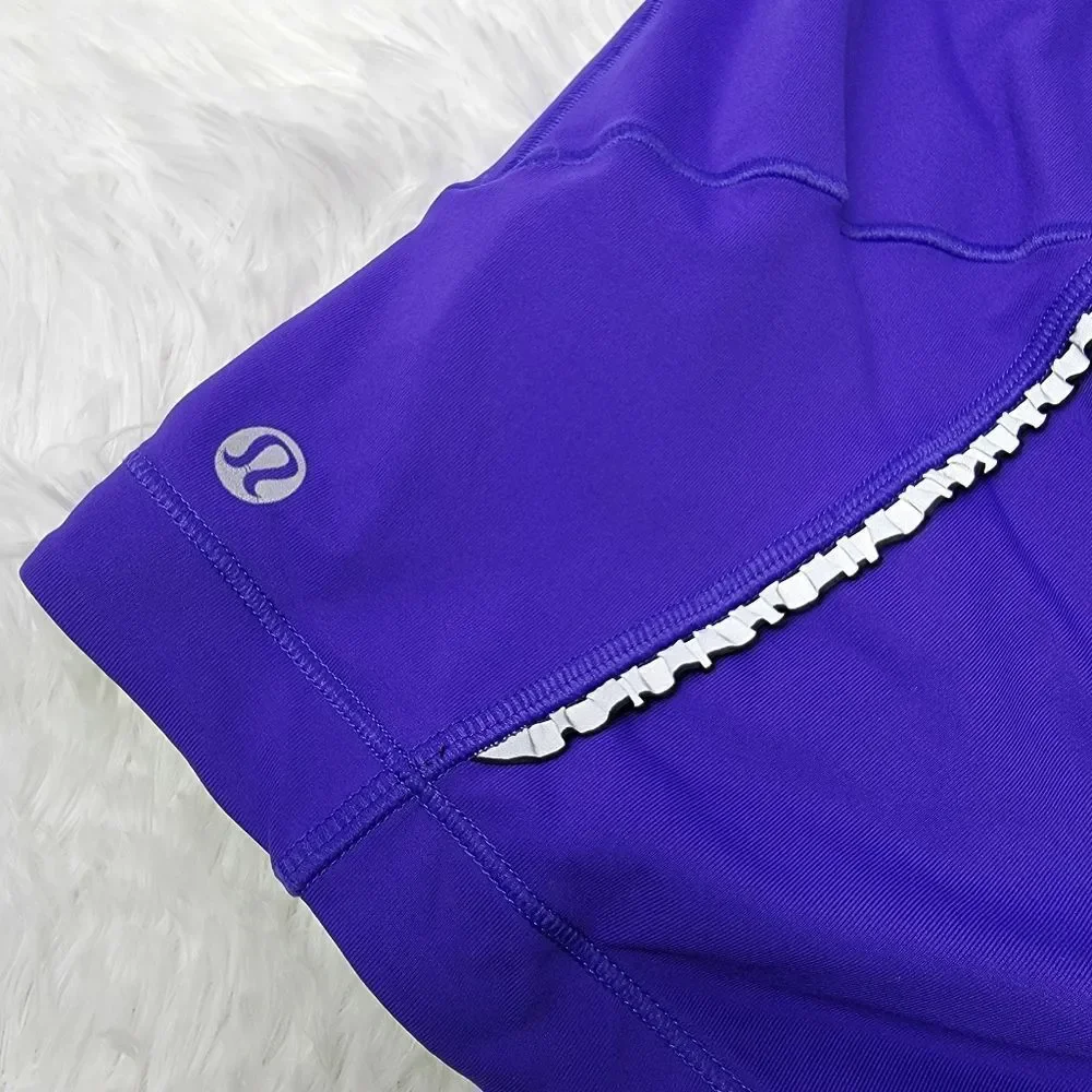 💜 Lululemon Velo Vixen Padded Purple Polka Dot Waistband Cycling Shorts Size 10